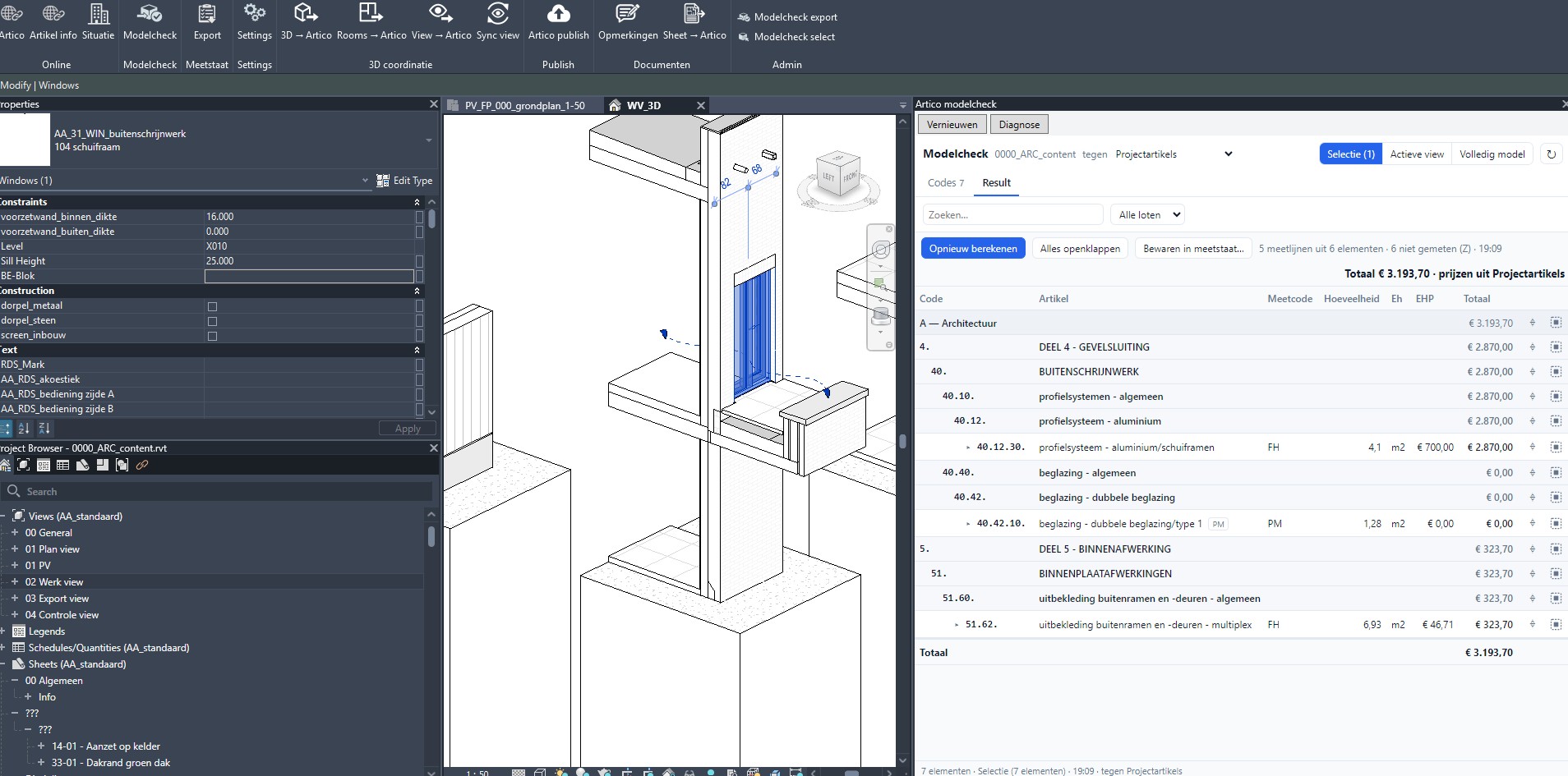 Het paneel Modelcheck in Revit